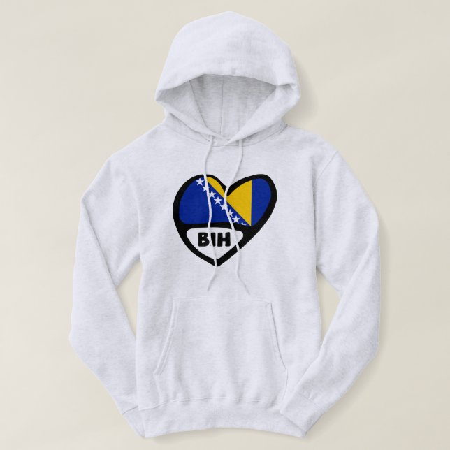Bosnien och Hercegovina Land Code Flagga Heart BIH Hoodie (Design framsida)