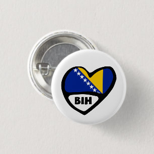Bosnien och Hercegovina Land Code Flagga Heart BIH Knapp