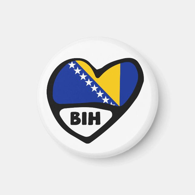 Bosnien och Hercegovina Land Code Flagga Heart BIH Magnet (Framsidan)