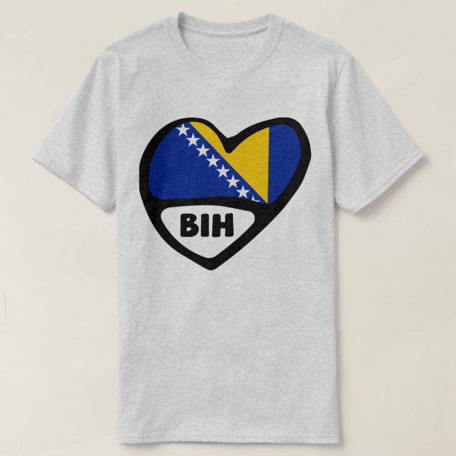 Bosnien och Hercegovina Land Code Flagga Heart BIH T Shirt (Design framsida)