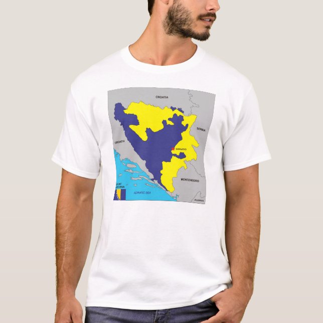 Bosnien och Hercegovina land flagga karta T Shirt (Framsida)