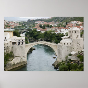 Bosnien och Hercegovina - Mostar. Den gamla bron Poster