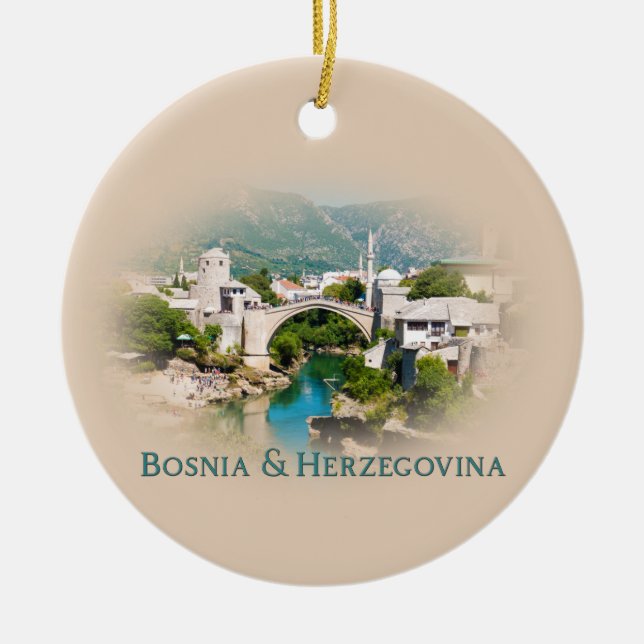 Bosnien och Hercegovina: Mostar Julgransprydnad Keramik (Framsidan)