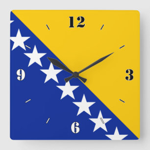 Bosnien och Hercegovina Nationell Flagga Patriotic Fyrkantig Klocka