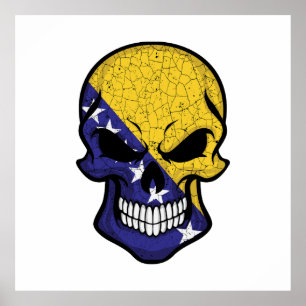 Bosnien och Hercegovina Smiling Skull Flagga Poster