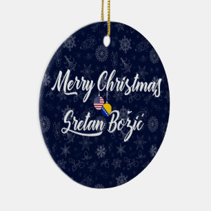 Bosnien och Hercegovina USA Tvåspråkig jul Julgransprydnad Keramik