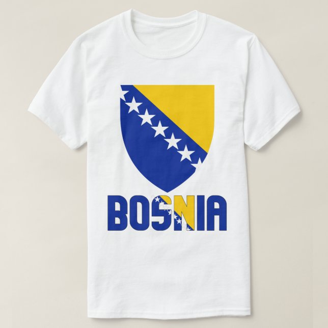 Bosnien och Hercegovinas Flagga och Jackande av Ar T Shirt (Design framsida)