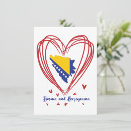 Bosnien och Hercegovinas flagga på landets karta Julkort