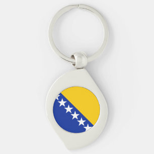 Bosnien och Hercegovinas flagga Swirl Silverfärgad Nyckelring