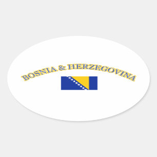 Bosnien och herzegovina fotbolldesign ovalt klistermärke