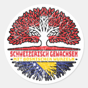 Bosnisch Schweizer Schweiz Baum Wurzel Runt Klistermärke