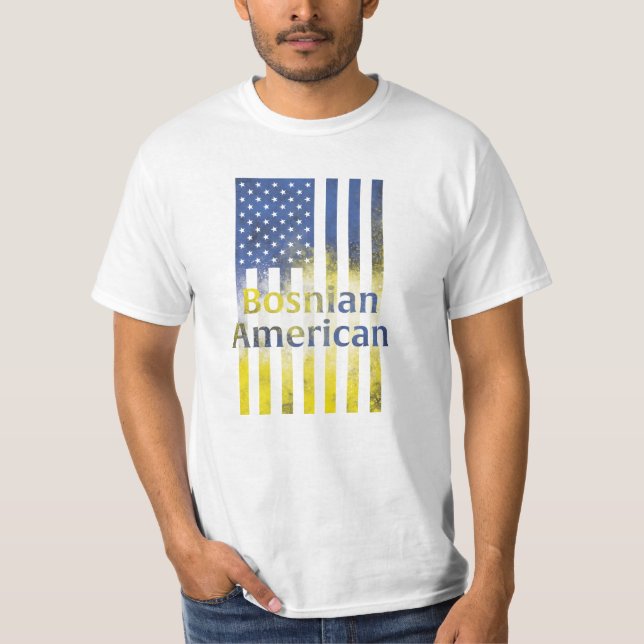 Bosnisk amerikansk Flagga T-Shirt (Framsida)