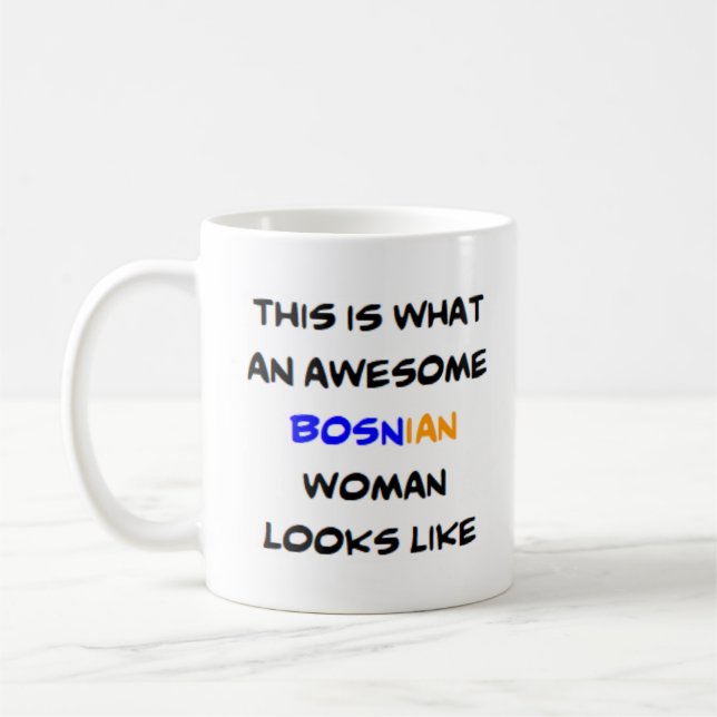 bosnisk kvinna, fantastisk kaffemugg (Vänster)