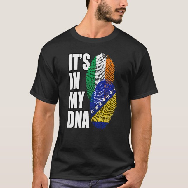Bosnisk och irländsk mix DNA Flagga Arv T Shirt (Framsida)