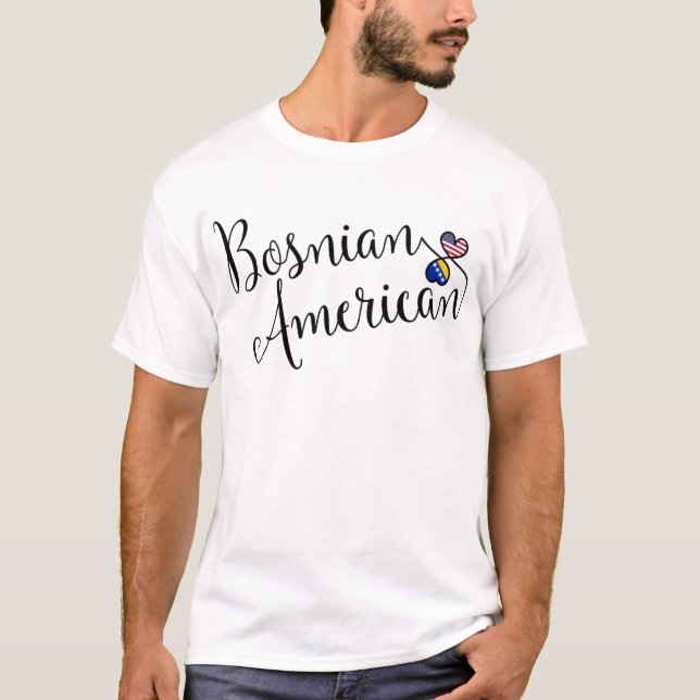 Bosniska amerikanska entwated Hearts T-shirt (Framsida)