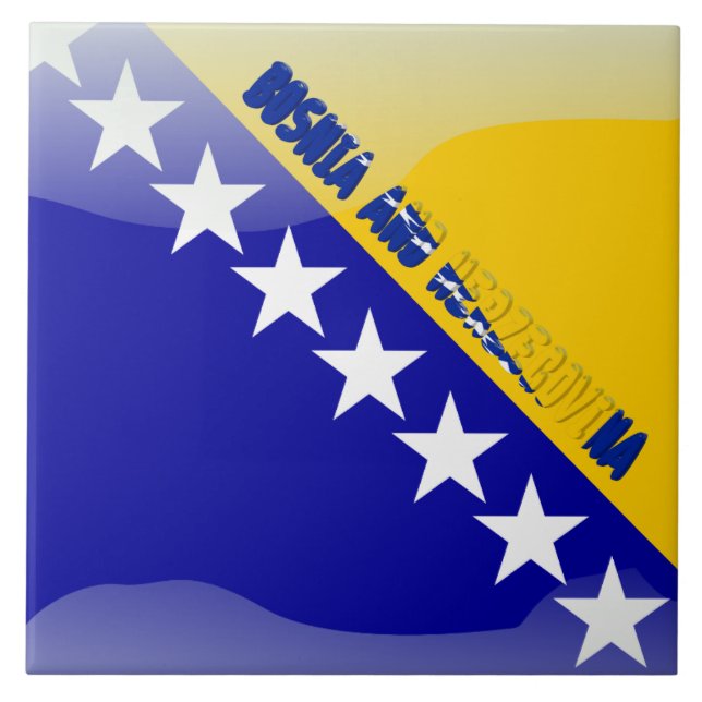 Bosniska flagga kakelplatta (Framsidan)