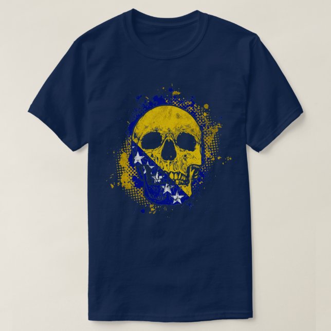 Bosniska Flagga Skull T Shirt (Design framsida)