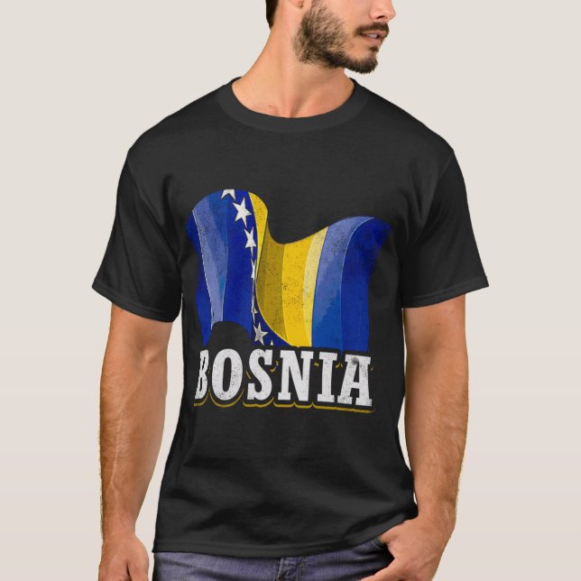 Bosniska Flagga T Shirt (Framsida)