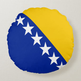 Bosniska flaggan för patriotiska Bosnien och Herce Rund Kudde