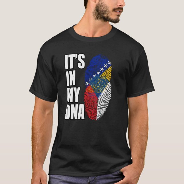 Bosniska och tjeckiska Mix DNA-Flagga T Shirt (Framsida)