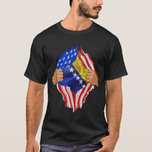 Bosniska rötter USA flagga Patriotic Bosniens kult T Shirt