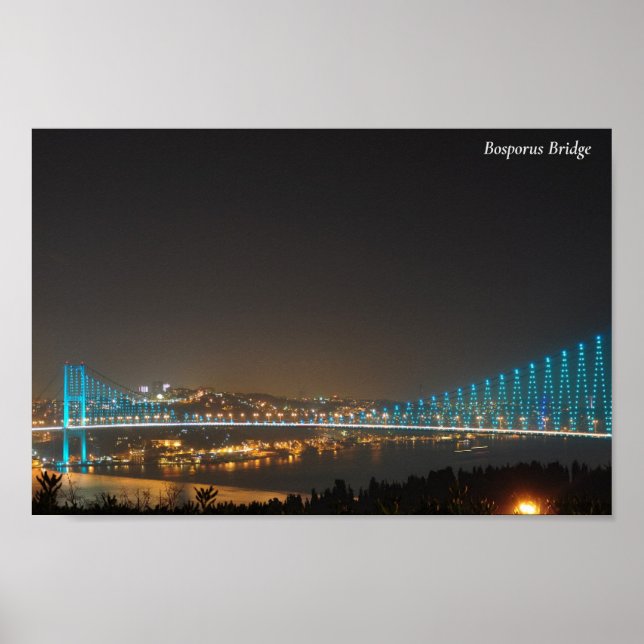 Bosporen Bridge Turkey Night Ljus Poster (Framsidan)