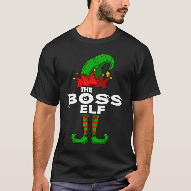BOSS Elf Family Christmas Group Matching PJ T Shirt (Framsida)