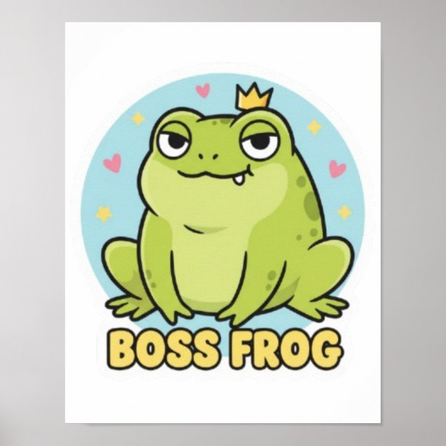 Boss Frog-affisch Söt självsäker groda Motiverande Poster (Framsidan)