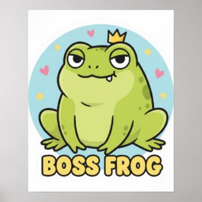 Boss Frog-affisch Söt självsäker groda Motiverande Poster (Framsidan)