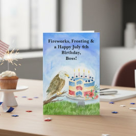 Boss July 4th Birthday Bald Eagle Patriotic Kort
