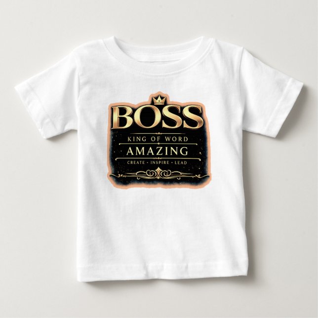 Boss King Guld Typography T-Shirt | Premium (Framsida)