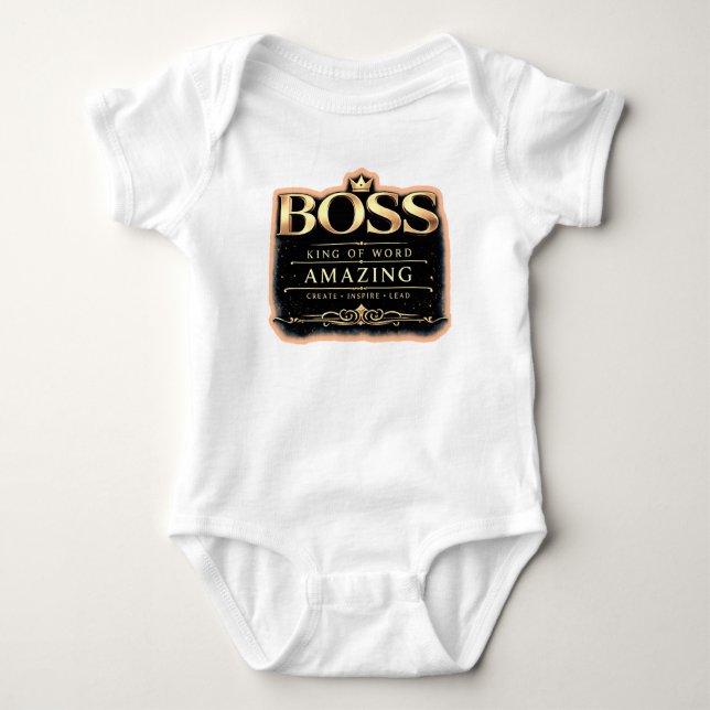 Boss King Guld Typography T-Shirt | Premium (Framsida)