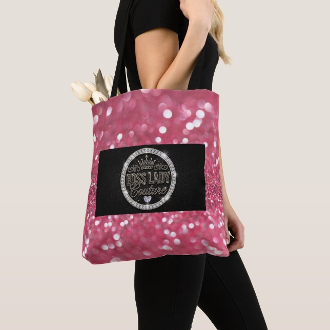 Boss Lady Couture Diamonds All-Over-Print Tote Väs Tygkasse (Närbild)