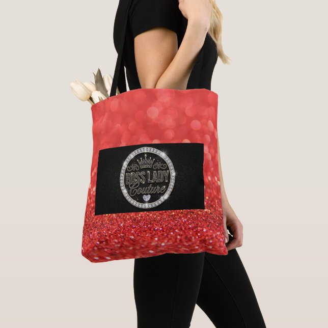 Boss Lady Couture Diamonds All-Over-Print Tote Väs Tygkasse (Närbild)