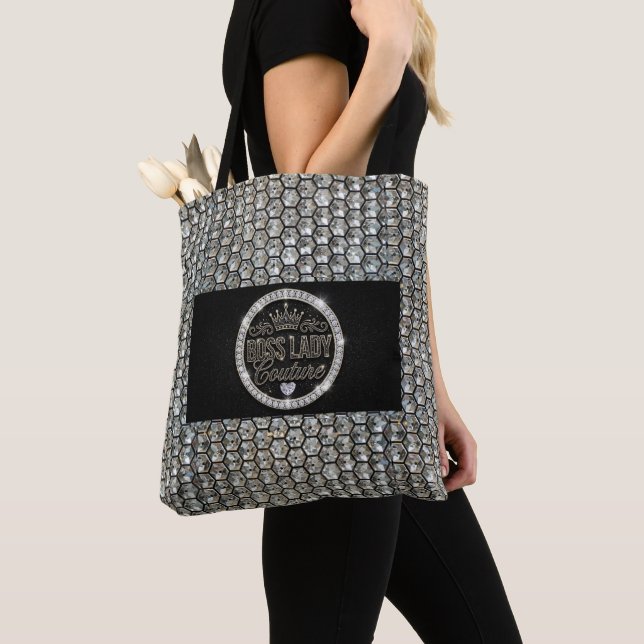 Boss Lady Couture Diamonds All-Over-Print Totebag Tygkasse (Närbild)