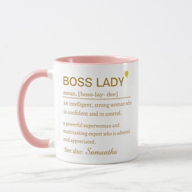 Boss Lady Definition Mug Empowering Office Gift Mugg (Vänster)