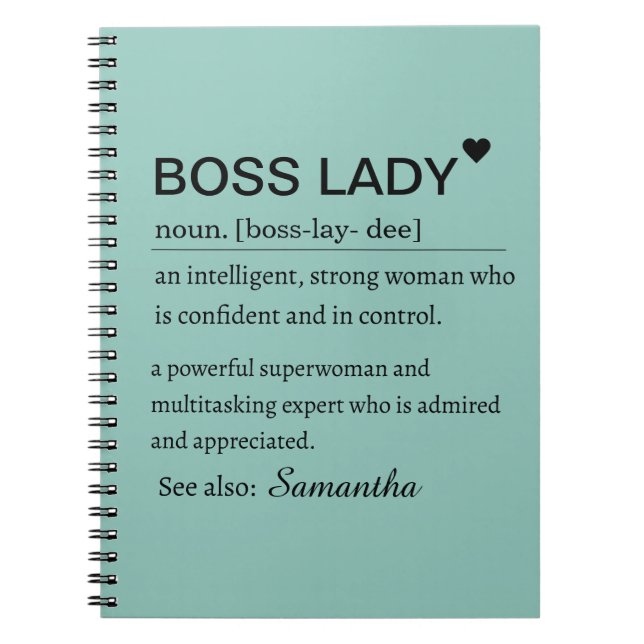 Boss Lady Definition Personalized  Anteckningsbok (Framsidan)