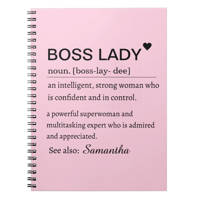 Boss Lady Definition Personalized  Anteckningsbok (Framsidan)