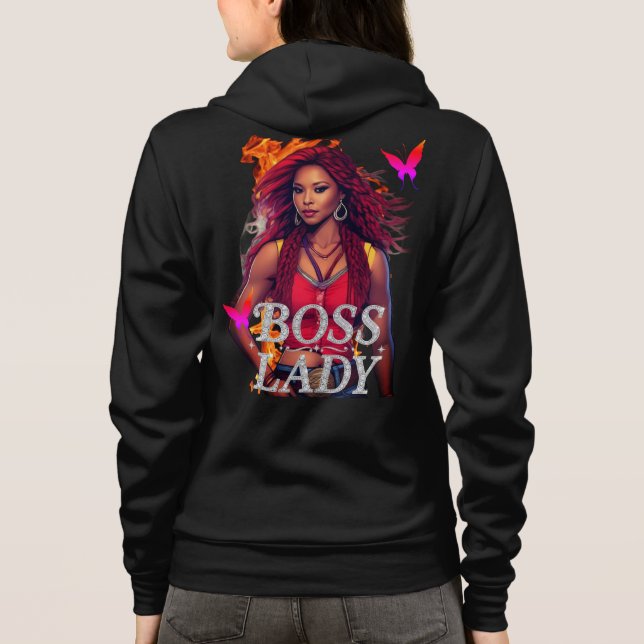 Boss Lady Fire Hoodie T Shirt (Baksida)