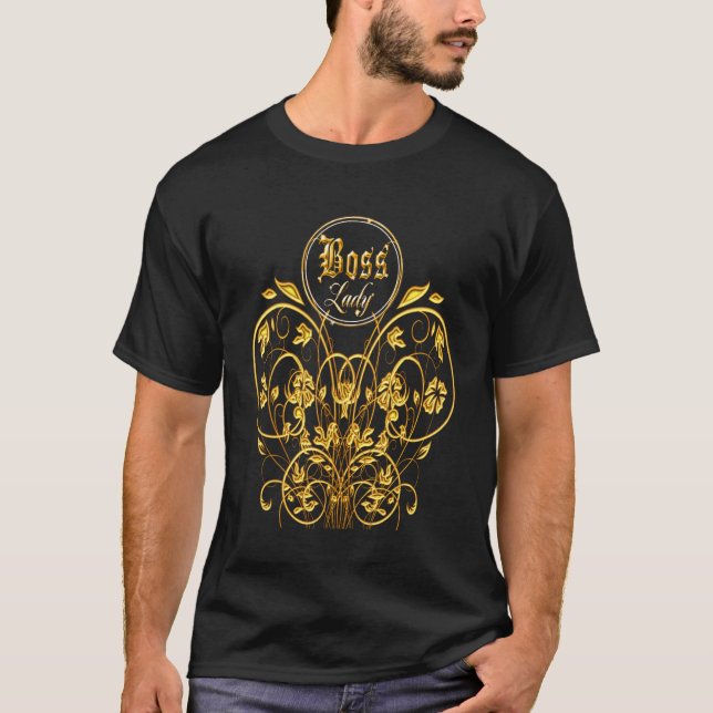 Boss Lady Floral Butterfly T Shirt (Framsida)