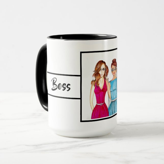 Boss Lady Mode Ljust Ringer 15oz Mugg (Framsida vänster)