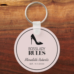 Boss Lady Stiletto Logotyp Rodnad Personliggjord Nyckelring