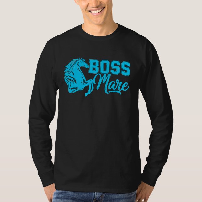 Boss Mare Equestrian horseback riding girls  for w T Shirt (Framsida)