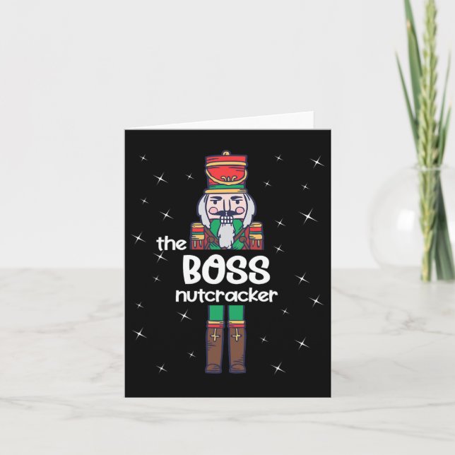 Boss Nutcracker Familj Matchande Roliga Pyjamas  Kort (Framsida)
