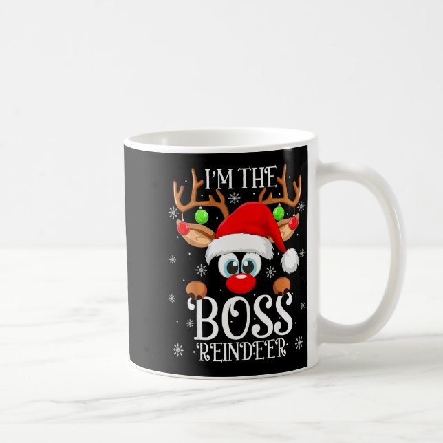 Boss Reindeer Christmas Family Matching Group Funn Kaffemugg (Höger)