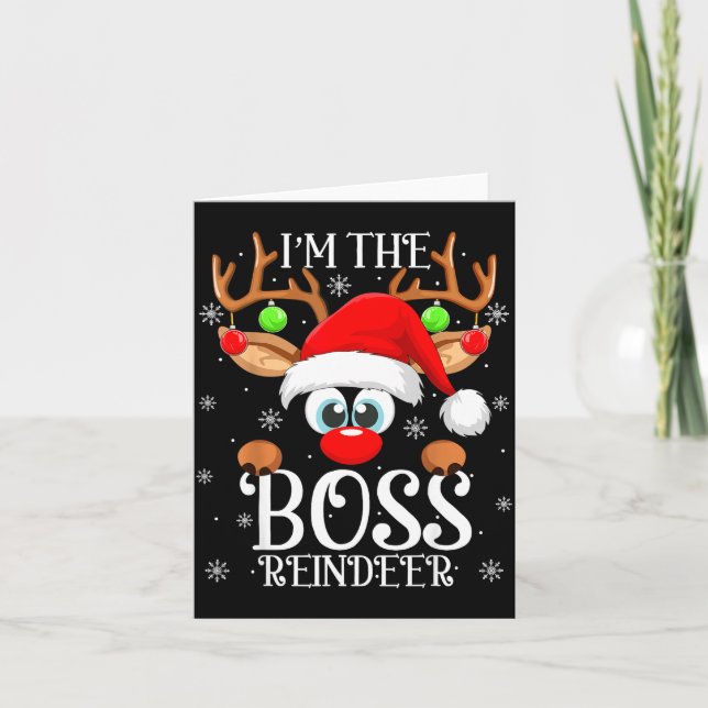 Boss Reindeer Christmas Family Matching Group Funn Kort (Framsida)