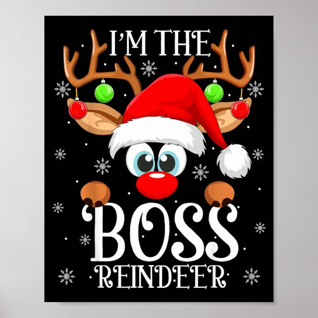 Boss Reindeer Christmas Family Matching Group Funn Poster (Framsidan)
