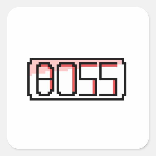 "BOSS" Retro font Fyrkantigt Klistermärke (Framsida)