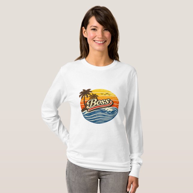 Boss Retro Sunset Design T Shirt (Hel framsida)