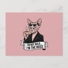 Boss Sphynx Cat Coffee Artwork Helg Vykort